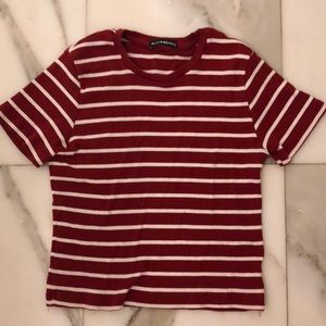 BRANDY MELVILLE RED AND WHITE SRIPED RIBBED SHIRT!